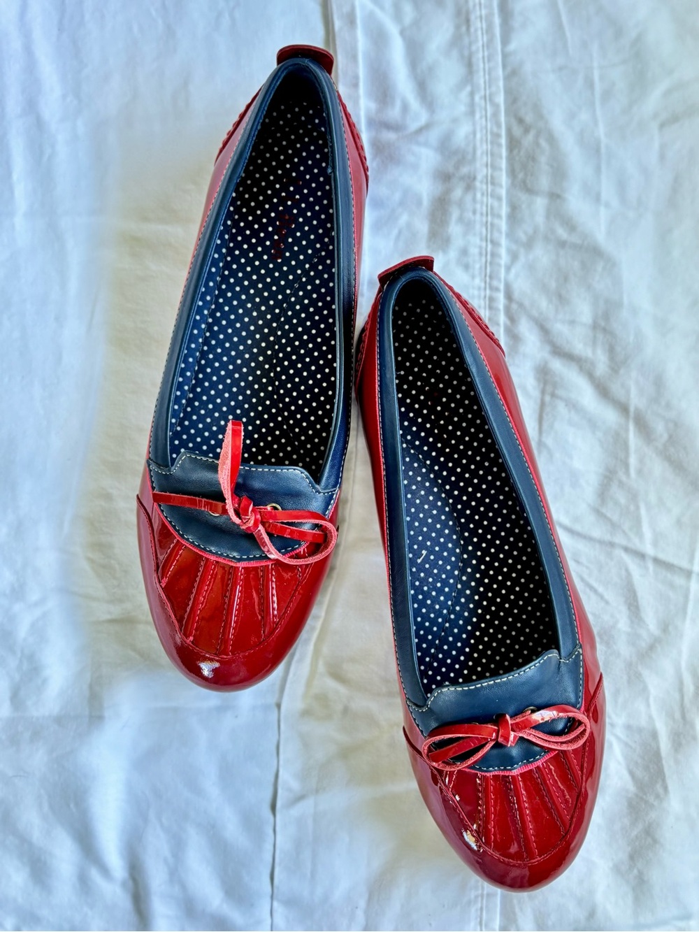 L.L. Bean Coastal Skimmer Nautical  polkadot Duck Ballet Flat Size 7 Waterproof